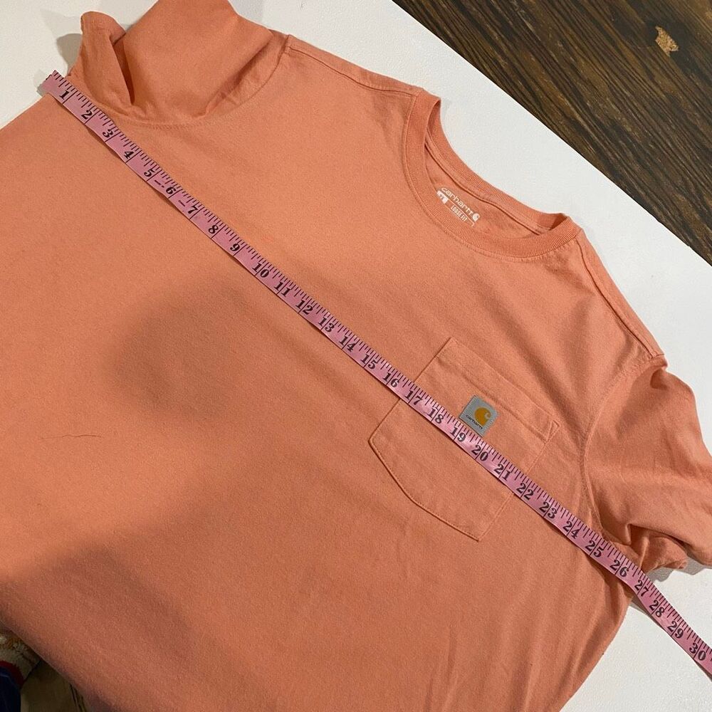 Carhartt Pocket T-Shirt 2X Loose Fit Orange Workwear Logo Tee Mens - Picture 4 of 9